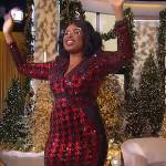 Jennifer’s red houndstooth sequin dress on The Jennifer Hudson Show