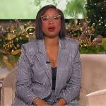 Jennifer’s silver metallic blazer and pants on The Jennifer Hudson Show