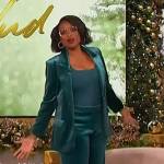 Jennifer’s teal velvet blazer and pants on The Jennifer Hudson Show