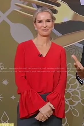 Jennifer's red ruffle cuff top on Good Morning America