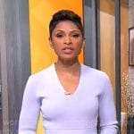 Jericka Duncan’s lilac v-neck dress on CBS Mornings