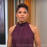 Jericka Duncan’s burgundy metallic dress on CBS Mornings