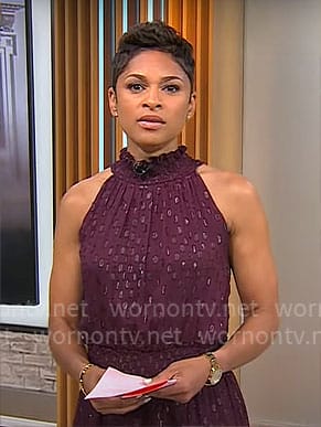 WornOnTV: Jericka Duncan’s burgundy metallic dress on CBS Mornings ...