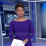 Jericka’s purple long sleeve dress on CBS Evening News