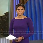 Jericka’s purple long sleeve dress on CBS Evening News