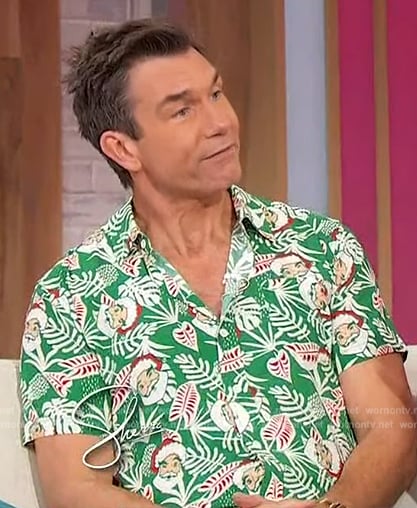 Jerry’s green santa print shirt on Sherri