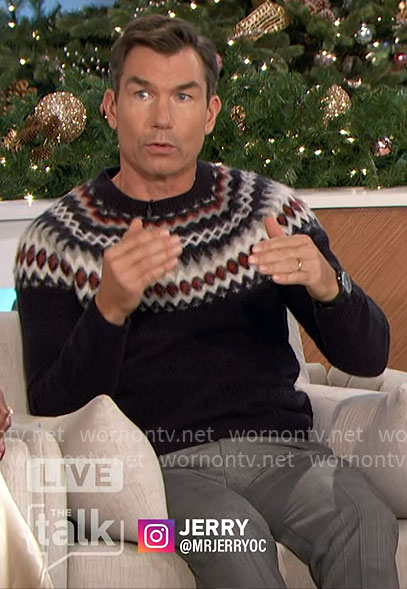 Jerry's navy fair isle sweater on The Talk