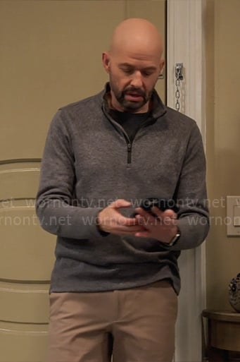 Jim’s grey quarter zip pullover on Extended Family