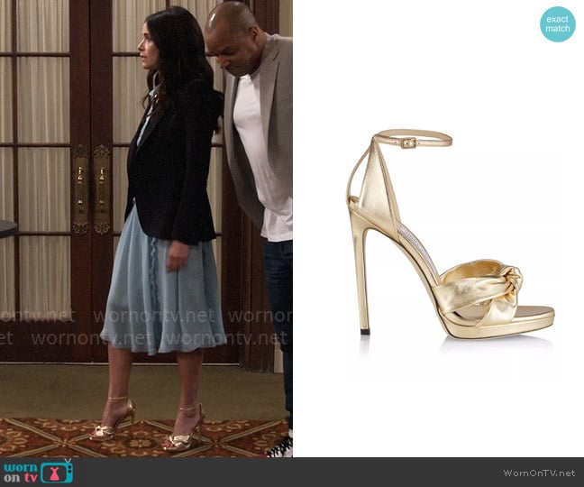 Jimmy Choo Rosie Sandal worn by Julia Mariano (Abigail Spencer) on Extended Family