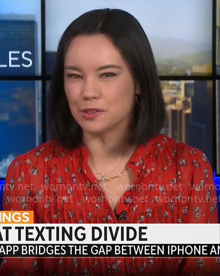 Jo Ling Kent’s red floral blouse on CBS Mornings