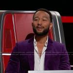 John Legend’s purple velvet suit on The Voice