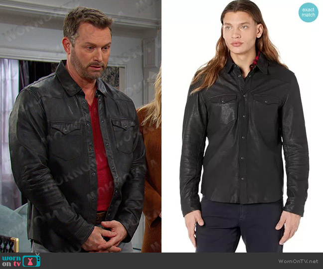 john Varvatos Mason Western Shirt Jacket worn by Brady Black (Eric Martsolf) on Days of our Lives