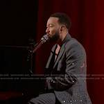 John Legend’s grey embellished suit on The Voice