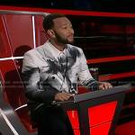 John Legend’s dragonfly print shirt and blazer on The Voice