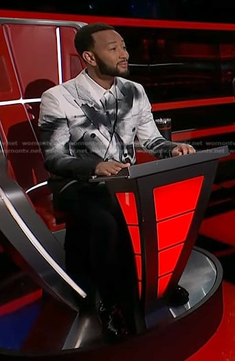 John Legend's dragonfly print shirt and blazer on The Voice