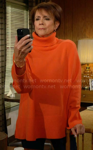 Jordan's orange turtleneck sweater on The Young and the Restless