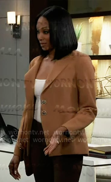 Jordan's camel blazer on General Hospital