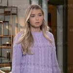 Josslyn’s purple cable knit sweater on General Hospital