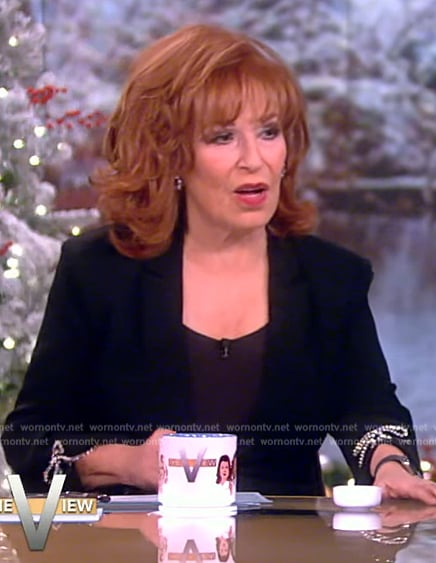 Joy's black embellished bow sleeve blazer on The View