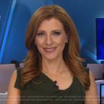 Julia Boorstin’s army green asymmetric neck dress on NBC News Daily