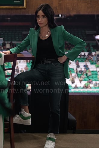 Julia's green blazer and sneakers on Extended Family