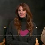 Julia Roberts’s black turtleneck heart sweater on Access Hollywood