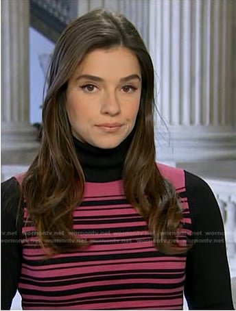 Julie’s black and pink striped sweater dress on NBC News Daily