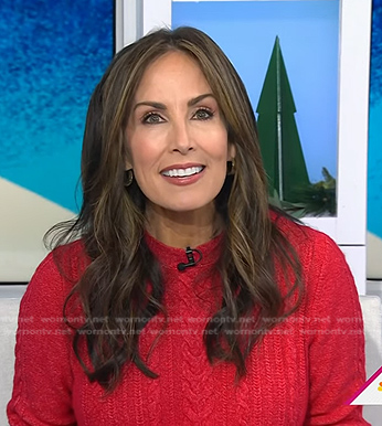 Karen Swensen's red cable knit sweater dress on Today