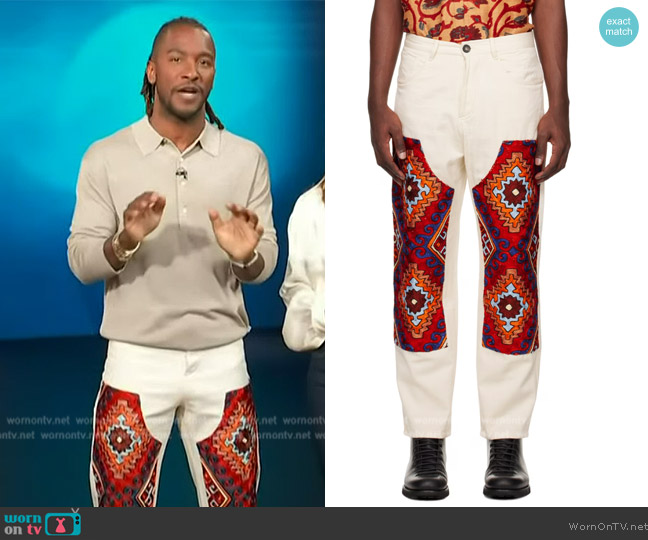 Karu Research Off-White Double Knee Jeans worn by Scott Evans on Access Hollywood