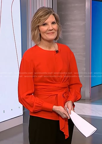 Kate's red tie waist blouse on NBC News Daily