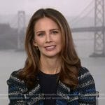 Kate Rooney’s black striped tweed jacket on NBC News Daily