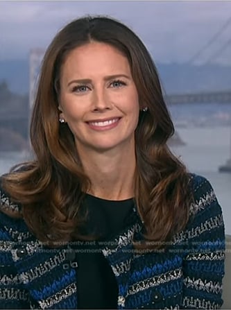 Kate Rooney’s black striped tweed jacket on NBC News Daily