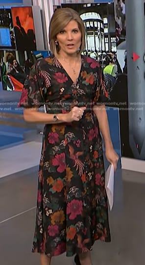 Kate's black bird and floral print dress on NBC News Daily