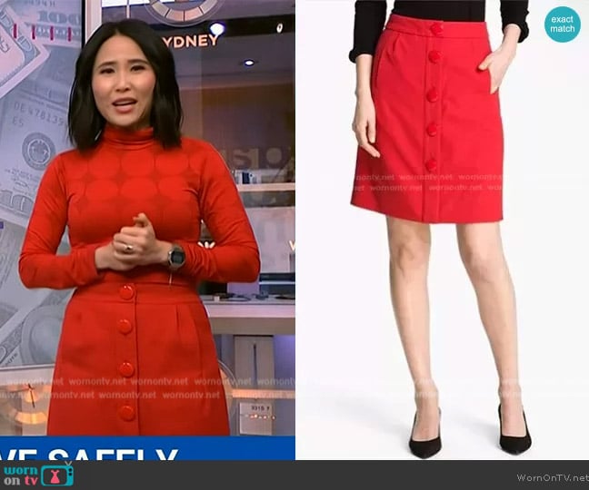 Kate Spade Faylyn Button Front Skirt worn by Vicky Nguyen on NBC News Daily