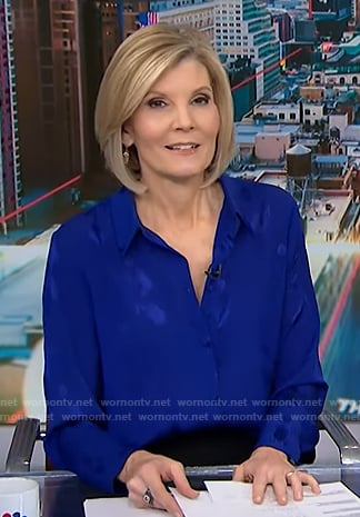 Kate's blue floral button down shirt on NBC News Daily