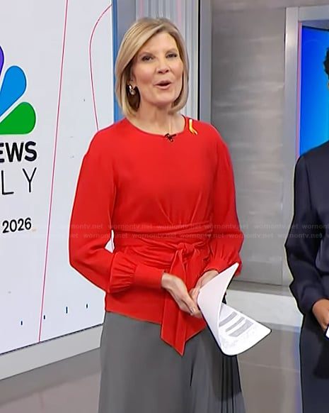 Kate's red tie waist blouse on NBC News Daily