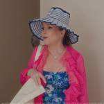 Kathy’s pink ruffle blouse and hat on Paris in Love