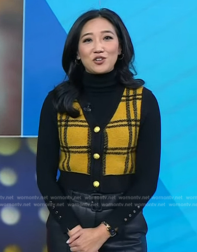 Kathy Park’s yellow plaid vest and black sweater on Today