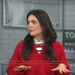 Katie Lee’s red lace-up knit sweater on Today