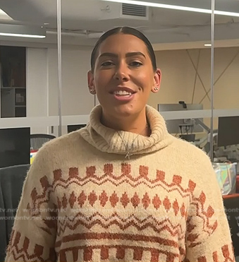 Katie Stilo's cream print turtleneck sweater on Today