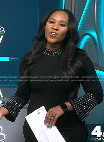 Kay's black embellished dress on NBC News Daily