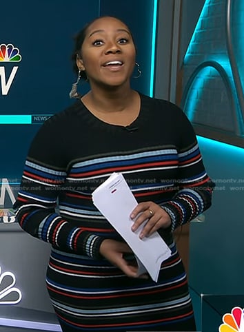 Kay's black striped ribbed dress on NBC News Daily