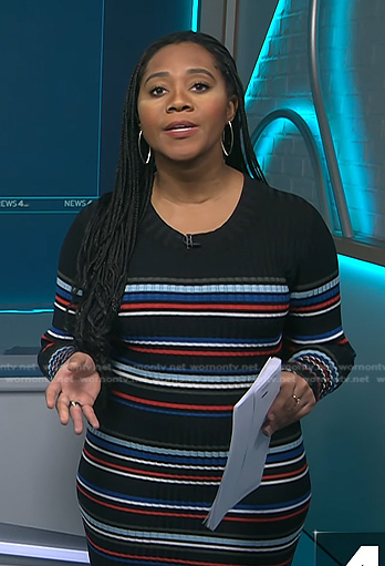 Kay’s black striped ribbed dress on NBC News Daily