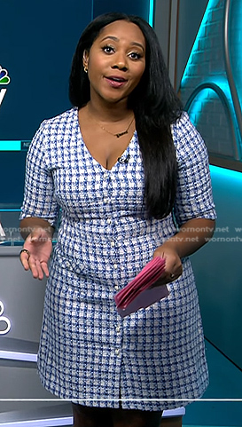 Kay's blue check tweed dress on NBC News Daily