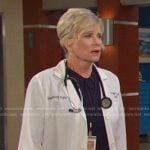 Kayla’s navy collared knit dress on Days of our Lives
