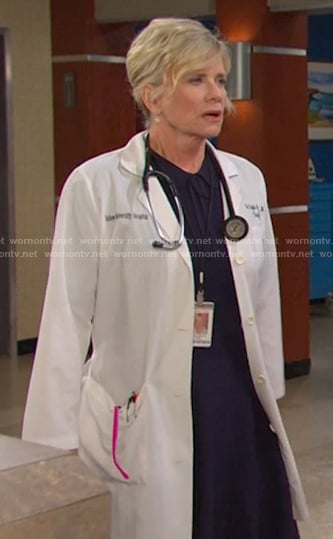 Kayla’s navy collared knit dress on Days of our Lives