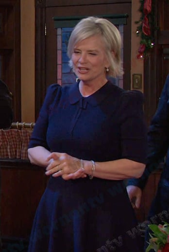 Kayla's navy collared knit dress on Days of our Lives