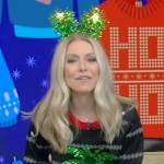 Kelly’s black palm tree ugly Christmas sweater on Live with Kelly and Mark