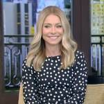 Kelly’s black polka dot dress on Live with Kelly and Ryan