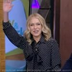 Kelly’s black polka dot print blouse on Live with Kelly and Mark